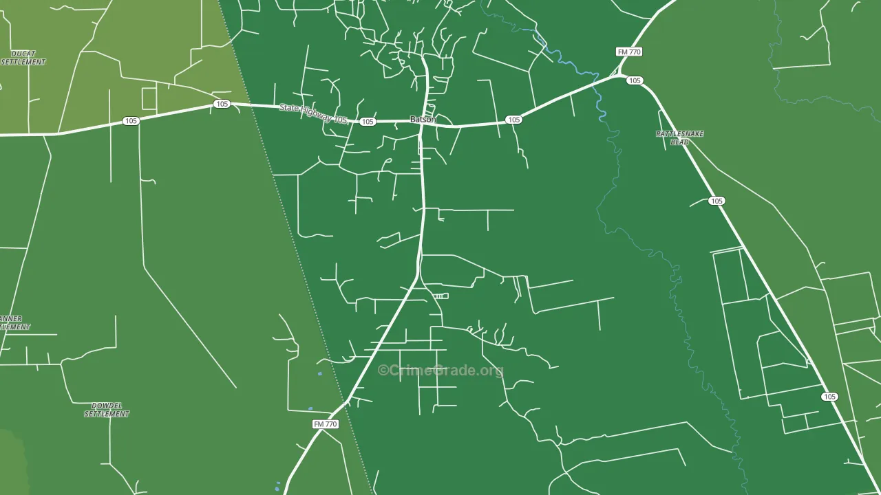 77519, TX Map of Vehicle Theft Rates