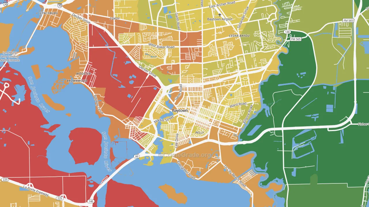 77520, TX Map of Vehicle Theft Rates