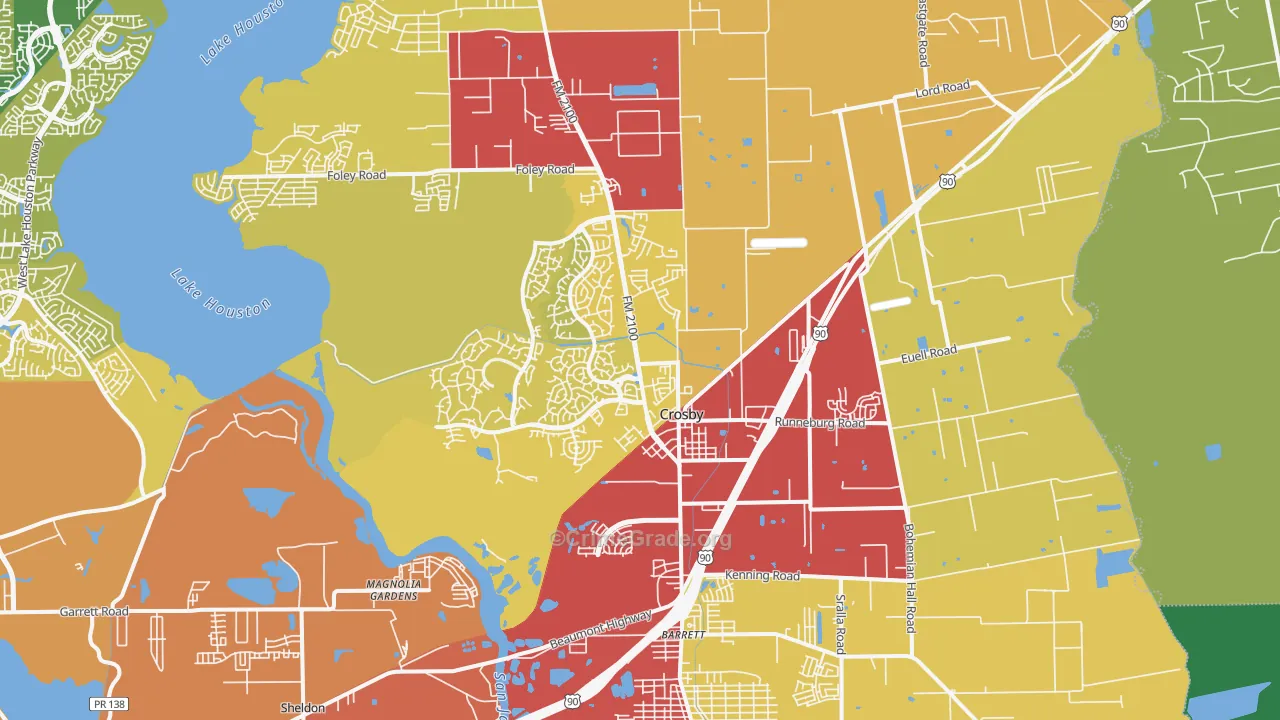 77532, TX Map of Vehicle Theft Rates