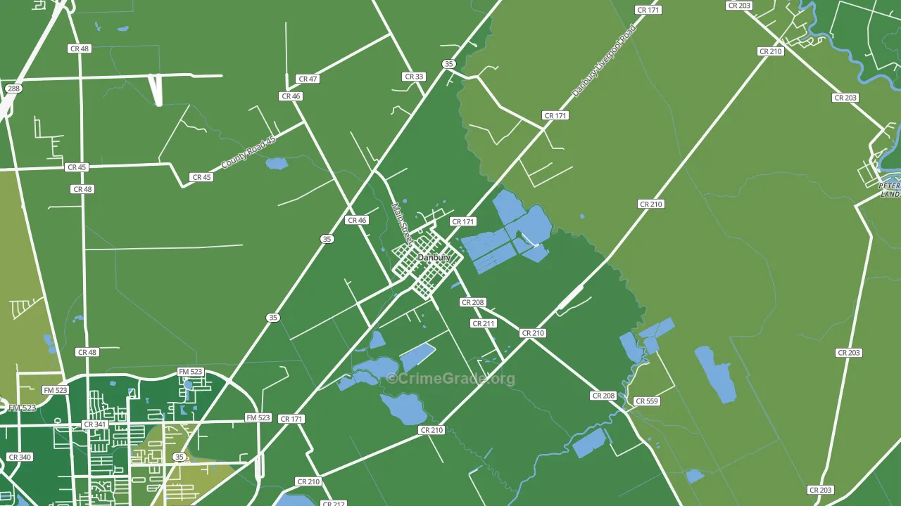 77534, TX Map of Vehicle Theft Rates