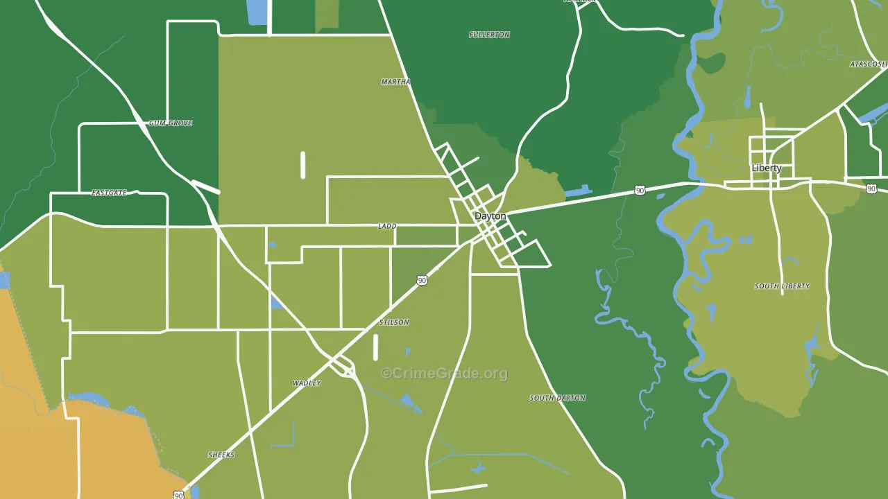 77535, TX Map of Vehicle Theft Rates