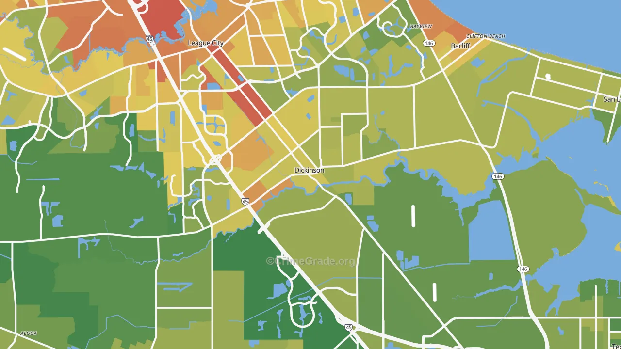 77539, TX Map of Vehicle Theft Rates