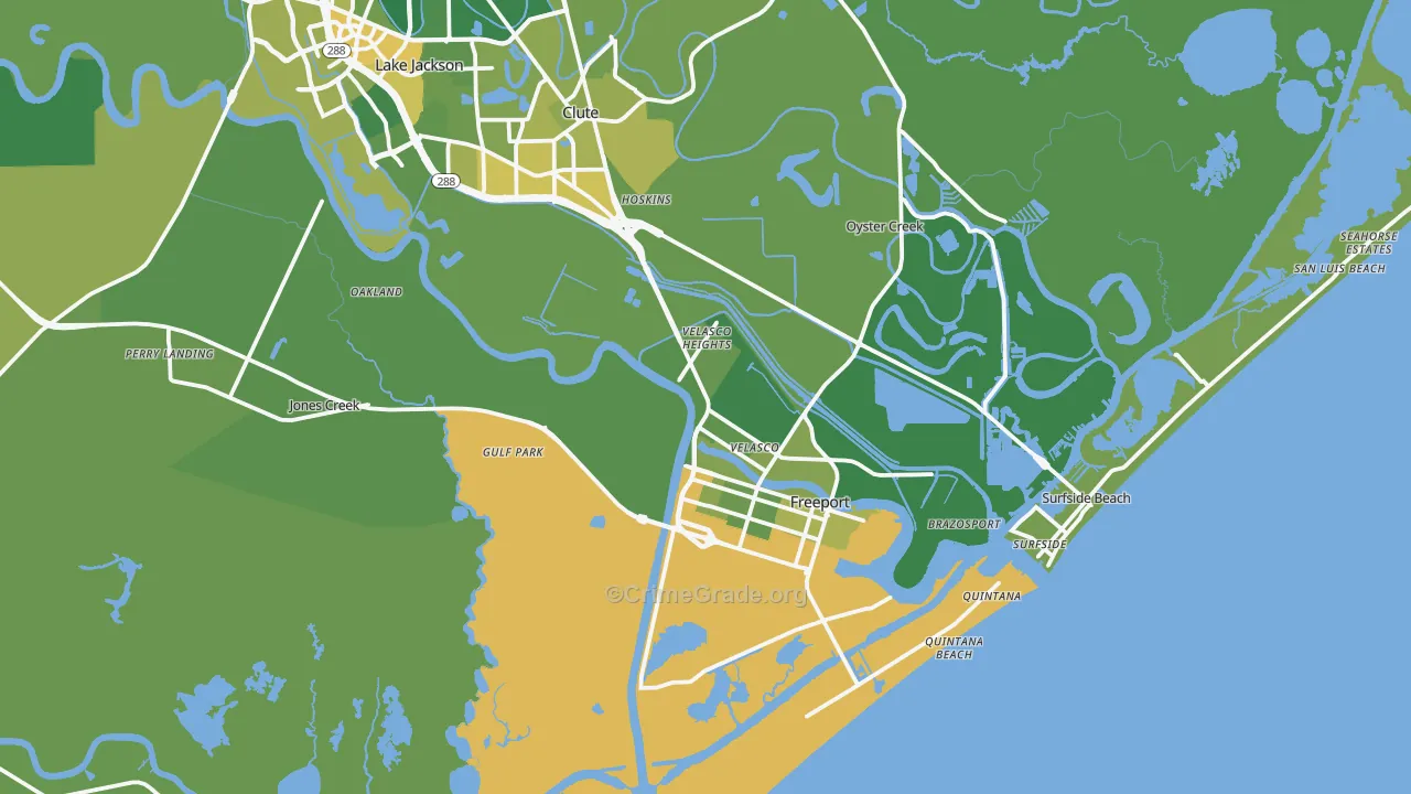 77541, TX Map of Vehicle Theft Rates