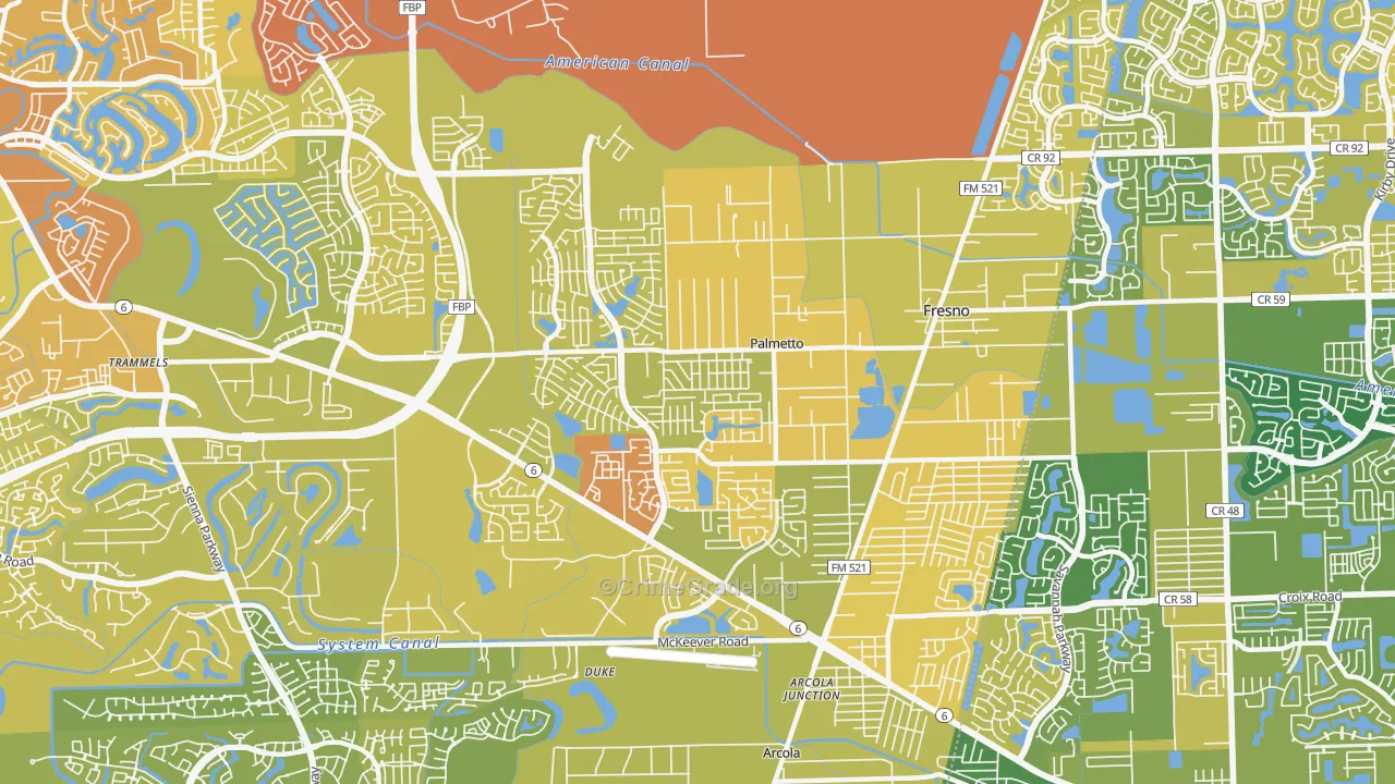 77545, TX Map of Vehicle Theft Rates