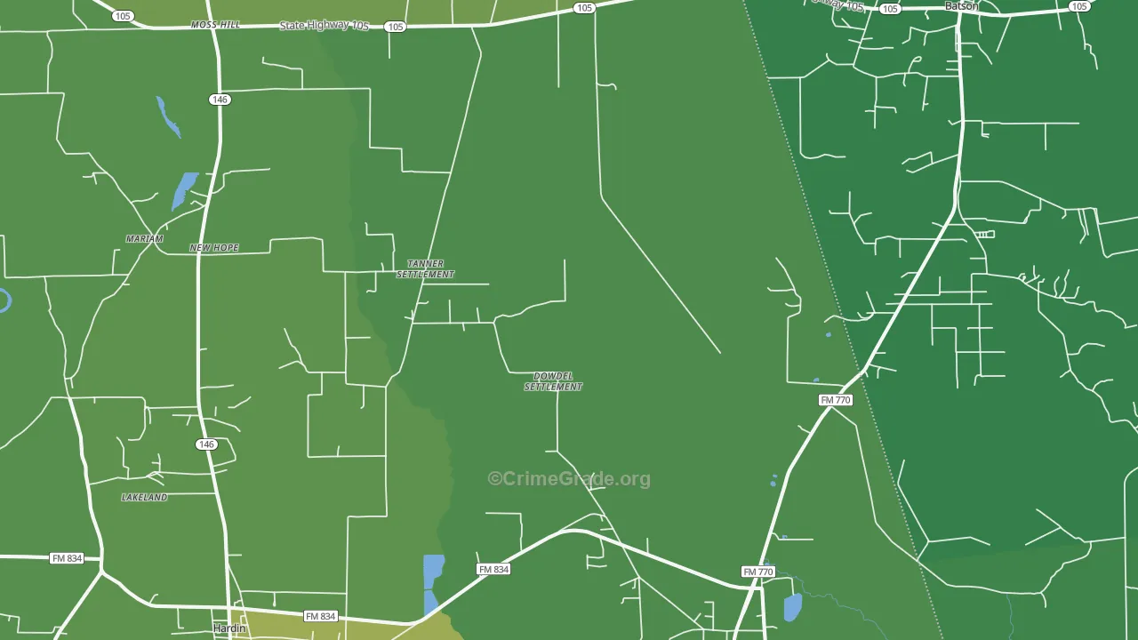 77564, TX Map of Vehicle Theft Rates