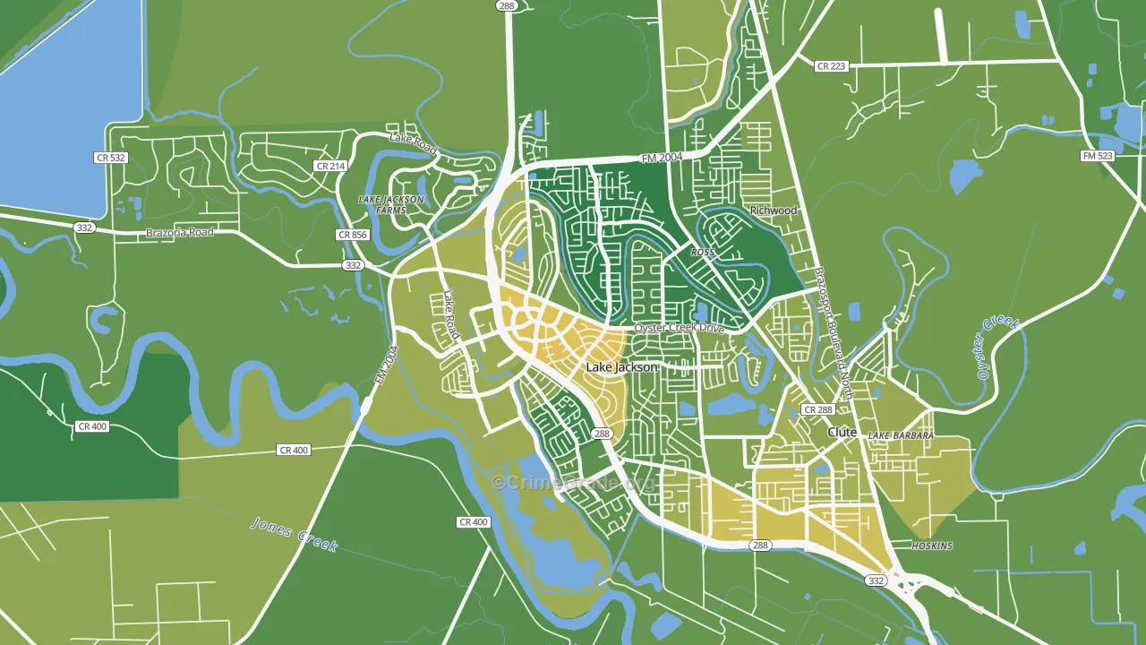 77566, TX Map of Vehicle Theft Rates