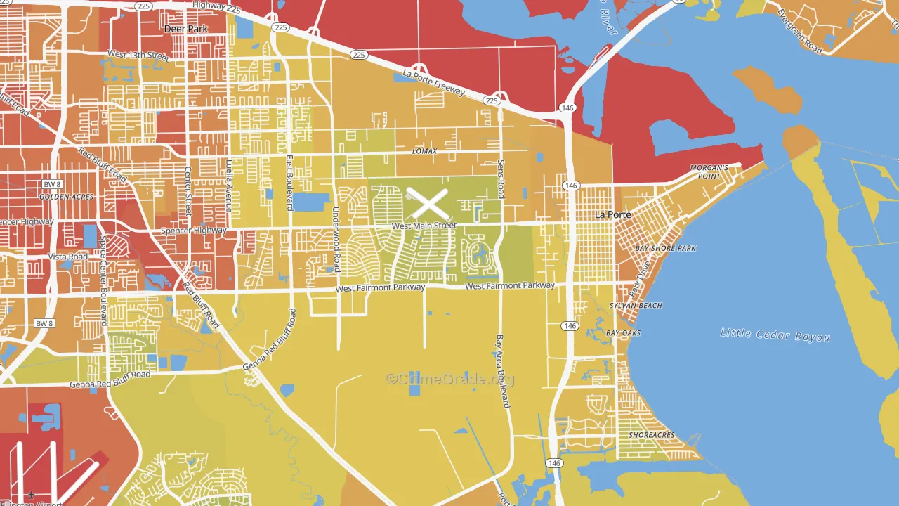 77571, TX Map of Vehicle Theft Rates