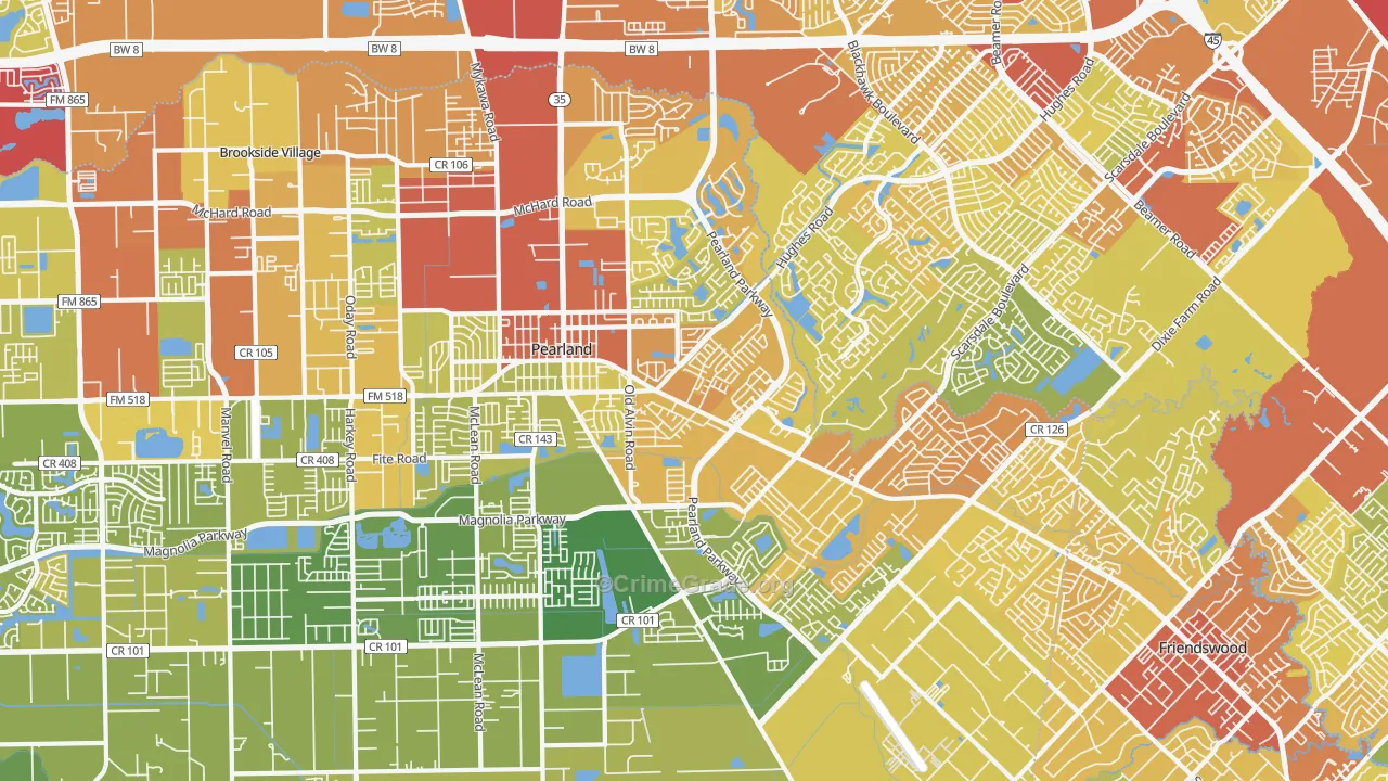 77581, TX Map of Vehicle Theft Rates