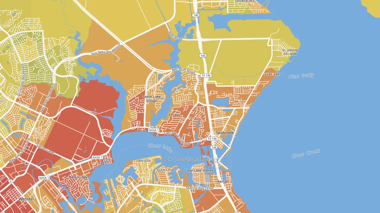 77586, TX Map of Vehicle Theft Rates