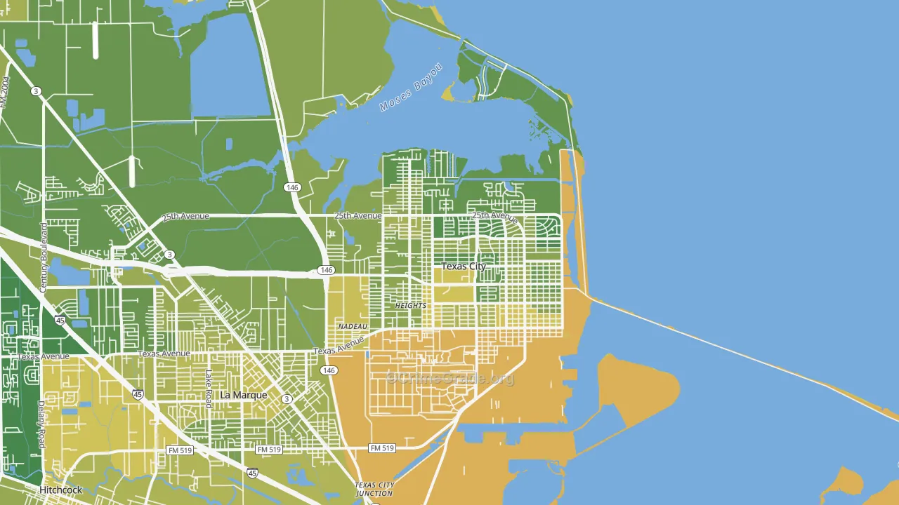 77590, TX Map of Vehicle Theft Rates