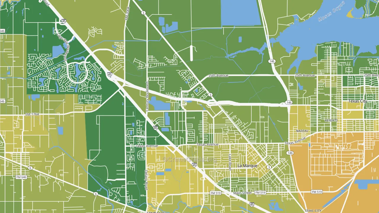 77591, TX Map of Vehicle Theft Rates