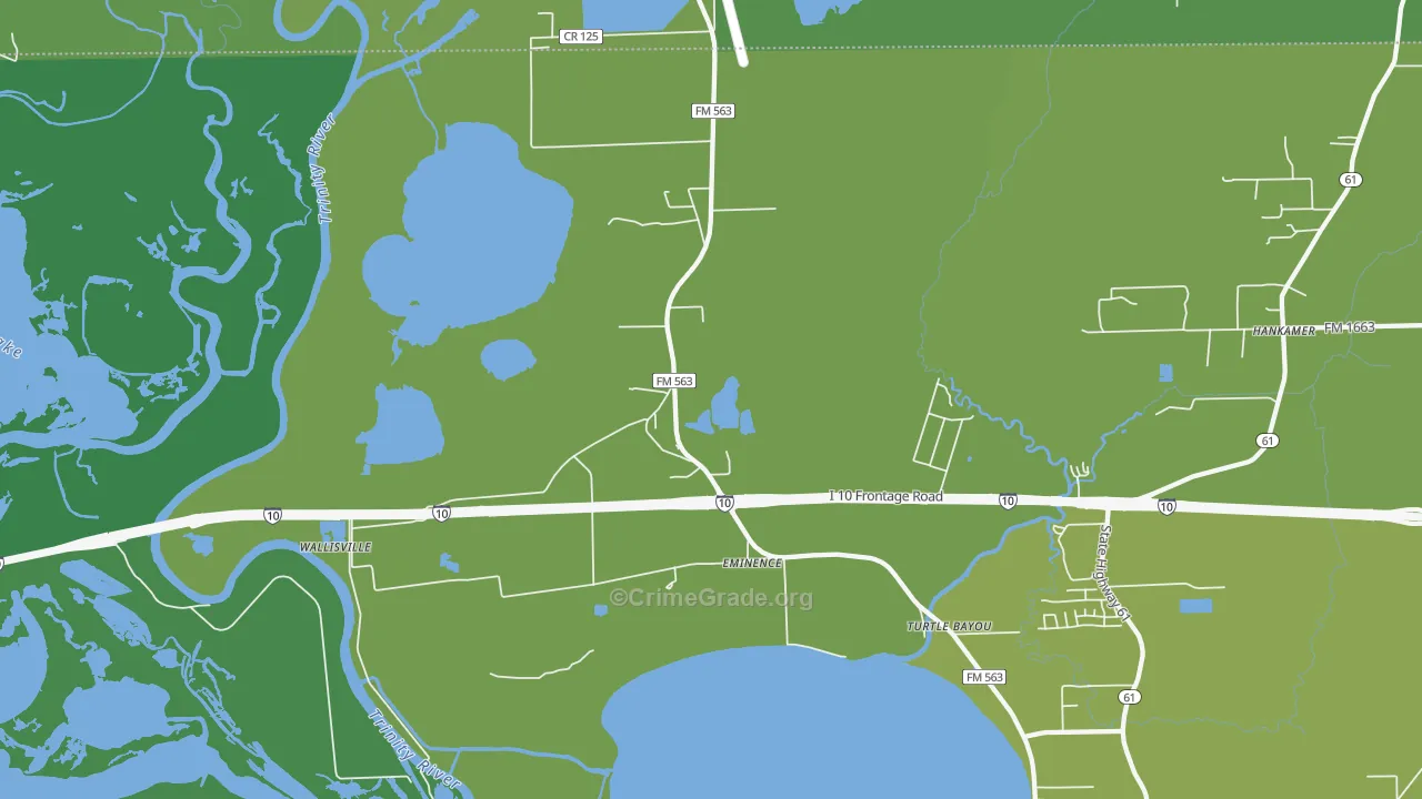 77597, TX Map of Vehicle Theft Rates