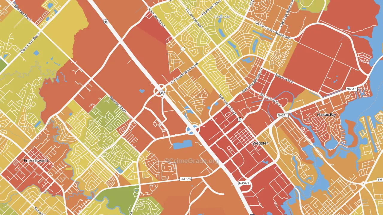 77598, TX Map of Vehicle Theft Rates