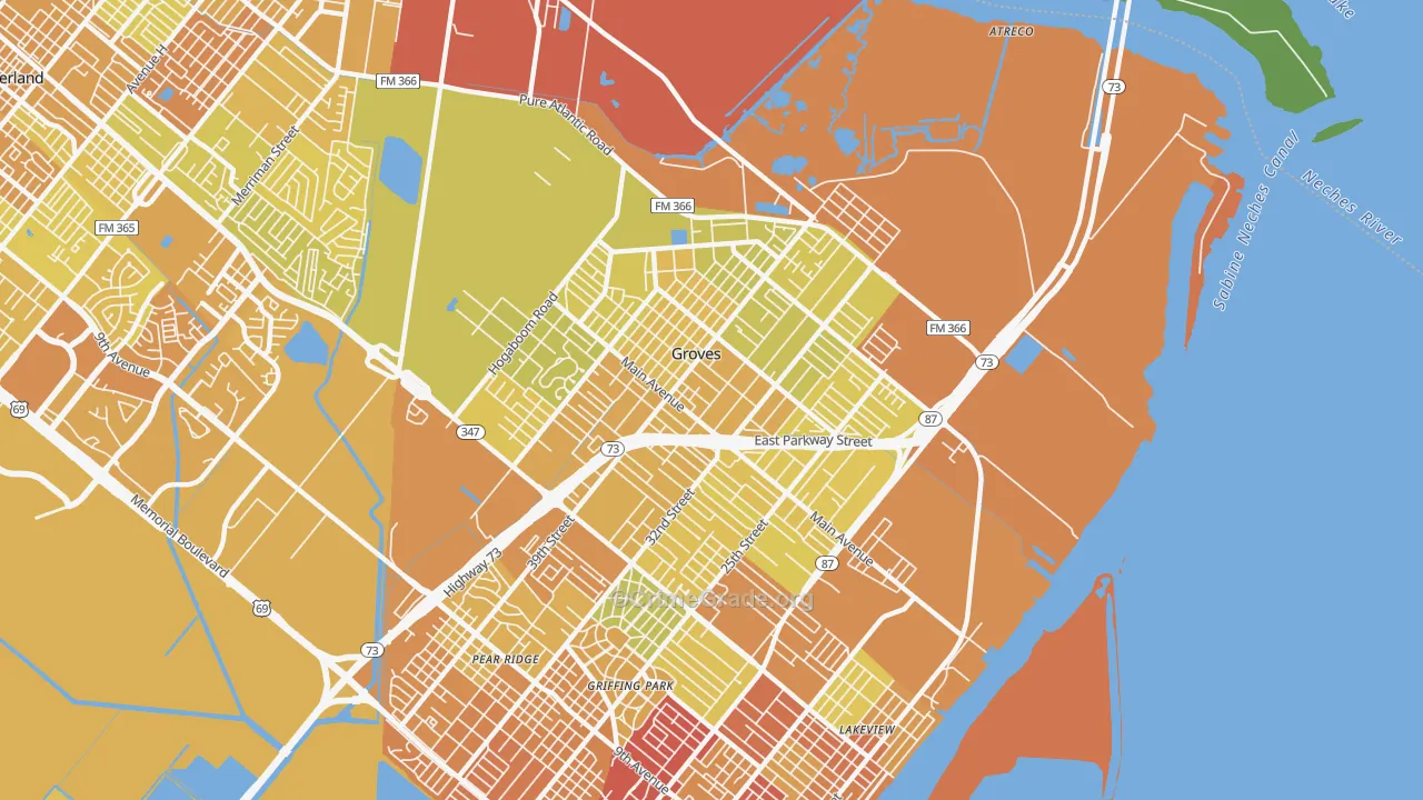 77619, TX Map of Vehicle Theft Rates