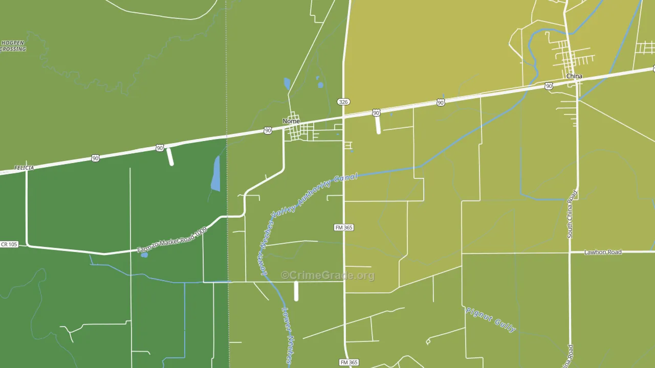 77629, TX Map of Vehicle Theft Rates