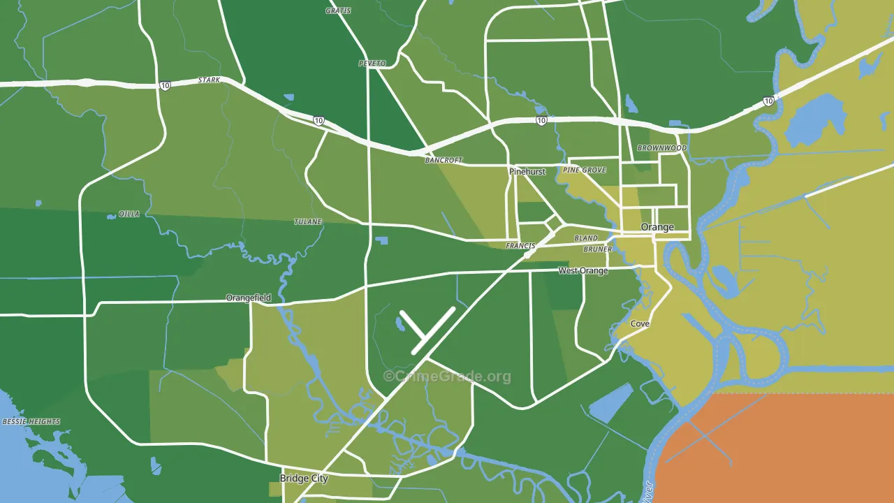 77630, TX Map of Vehicle Theft Rates