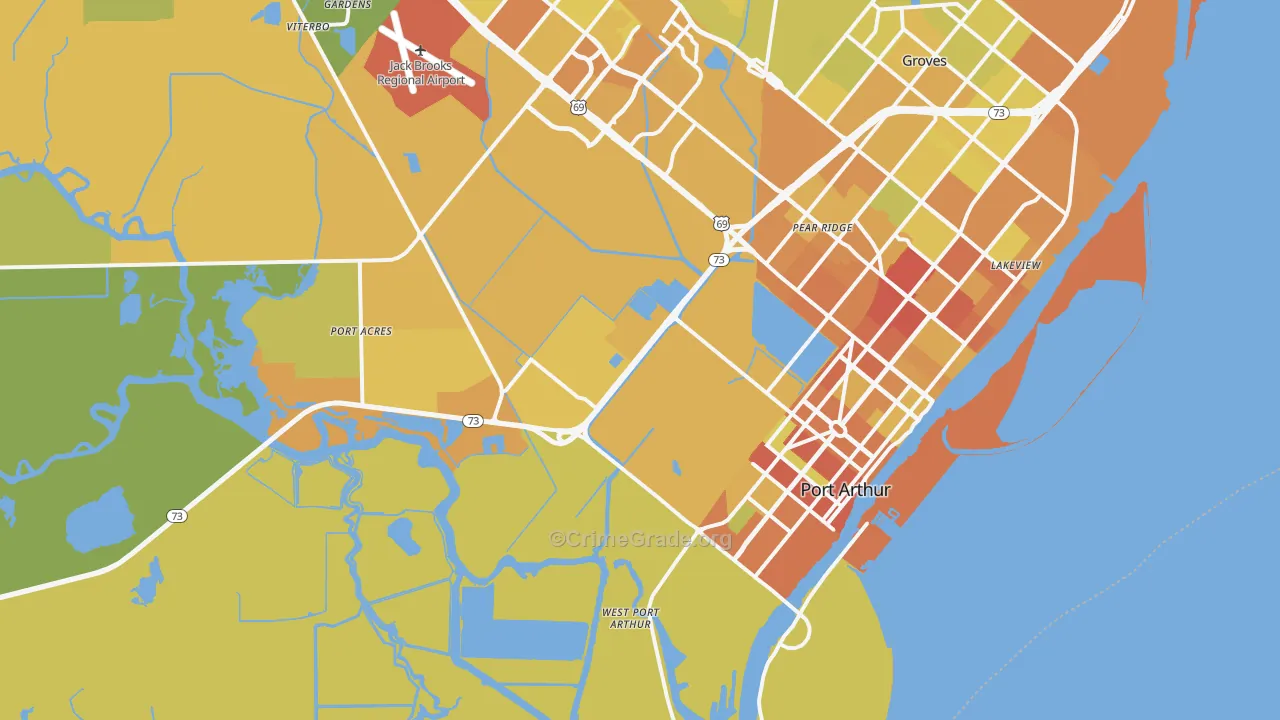 77640, TX Map of Vehicle Theft Rates