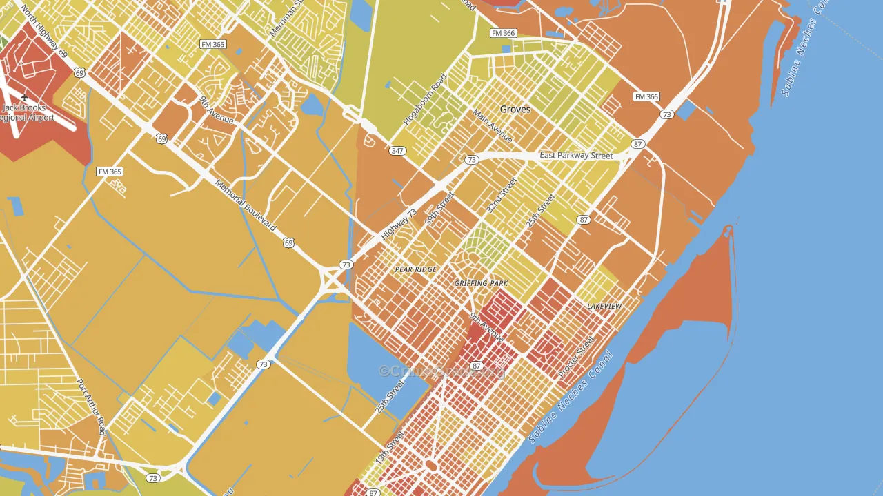 77642, TX Map of Vehicle Theft Rates