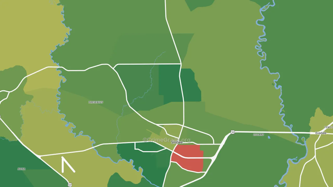 77656, TX Map of Vehicle Theft Rates