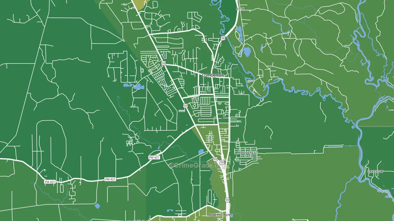 77657, TX Map of Vehicle Theft Rates
