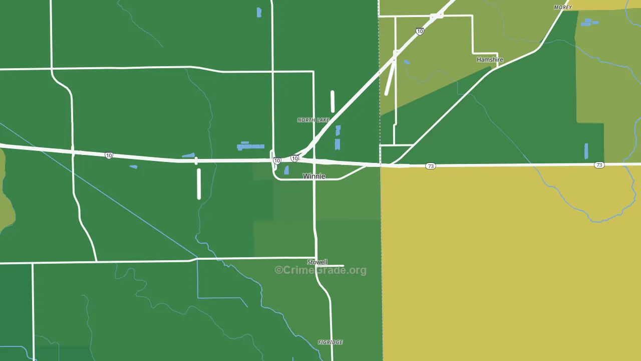 77665, TX Map of Vehicle Theft Rates