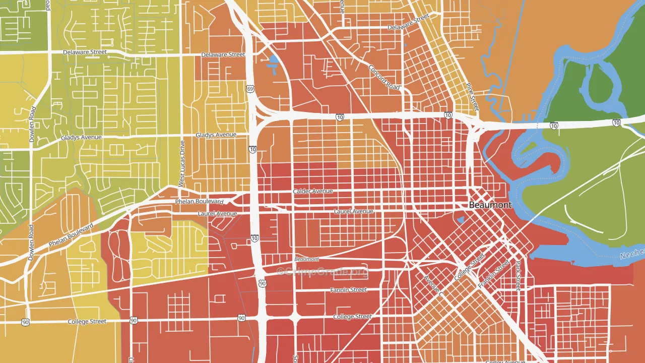77702, TX Map of Vehicle Theft Rates