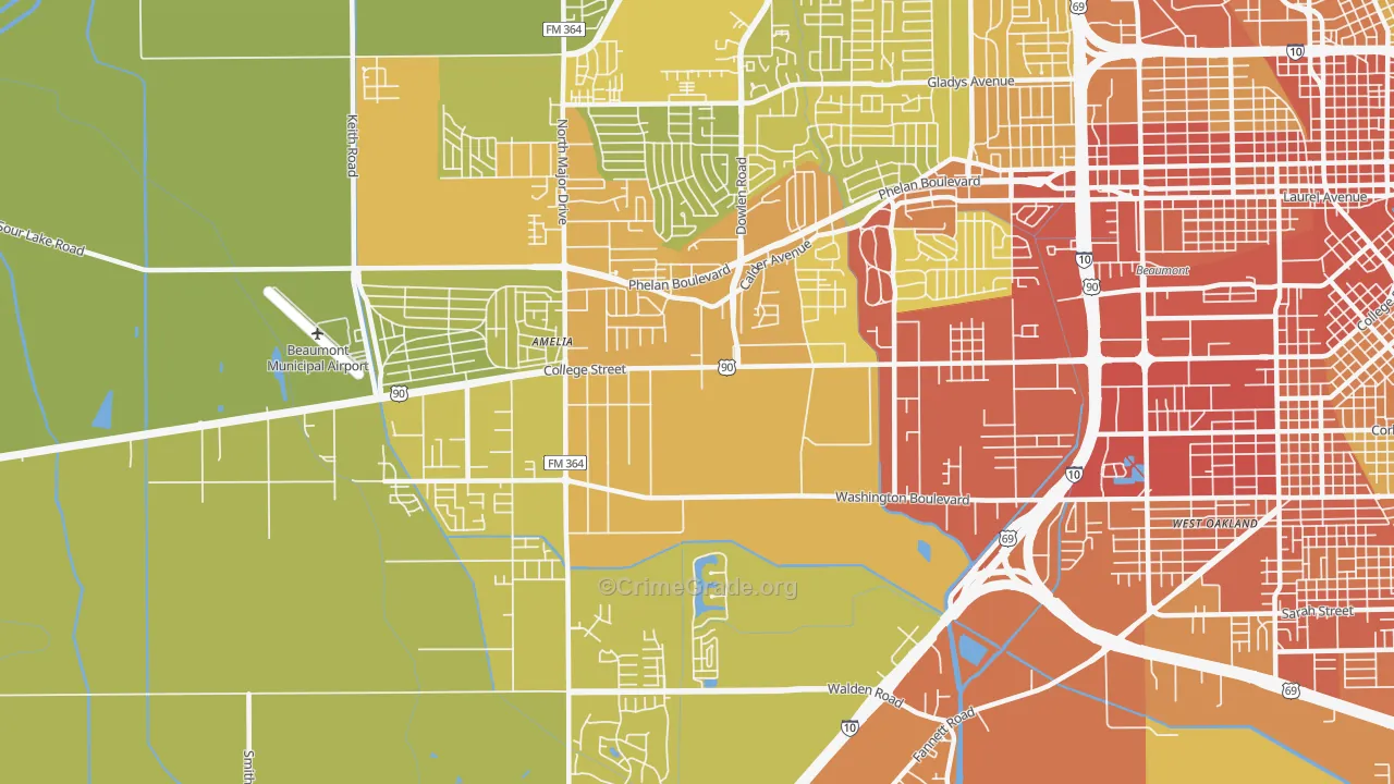 77707, TX Map of Vehicle Theft Rates
