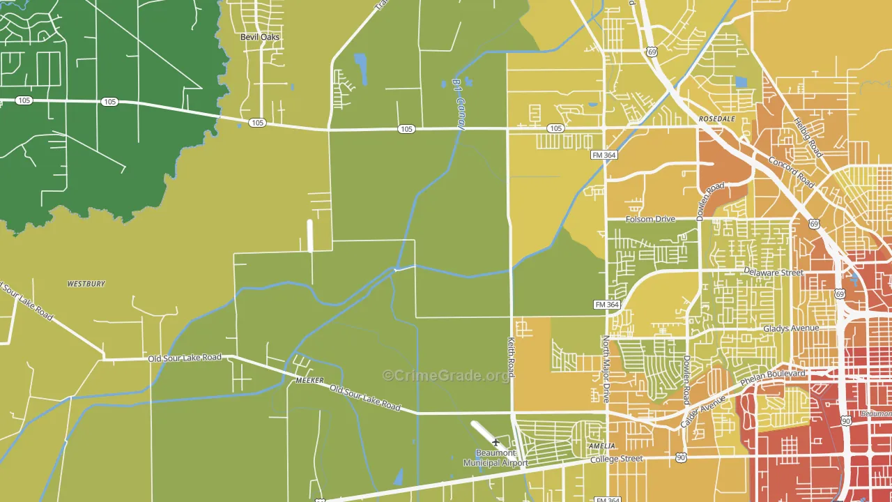 77713, TX Map of Vehicle Theft Rates