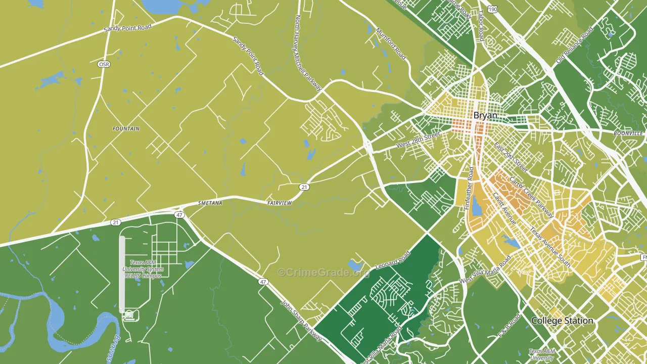 77807, TX Map of Vehicle Theft Rates