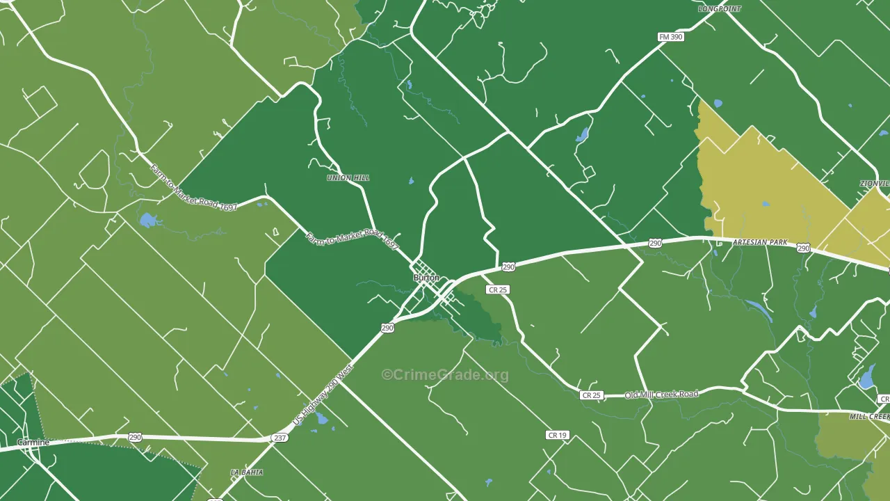 77835, TX Map of Vehicle Theft Rates