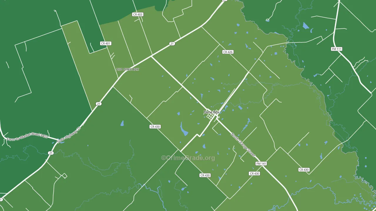77853, TX Map of Vehicle Theft Rates