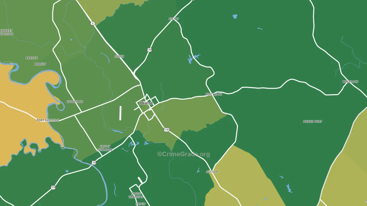 77859, TX Map of Vehicle Theft Rates