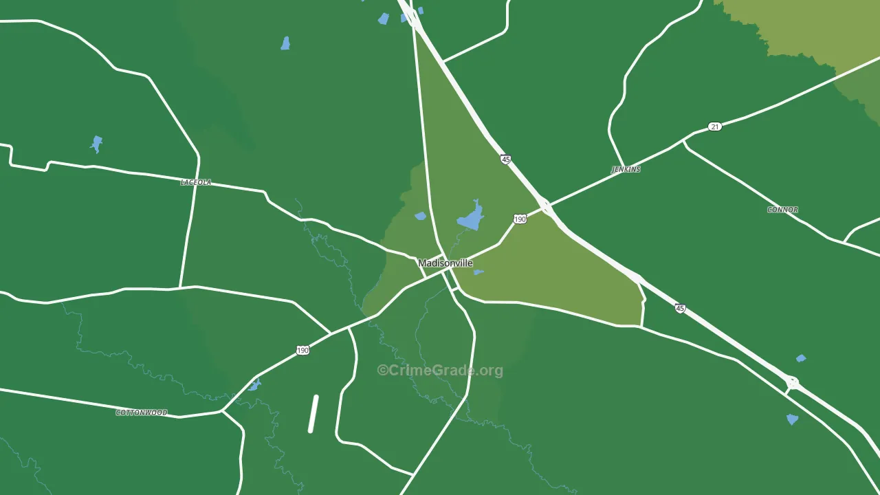 77864, TX Map of Vehicle Theft Rates