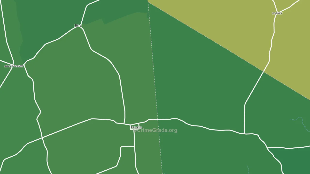 77873, TX Map of Vehicle Theft Rates