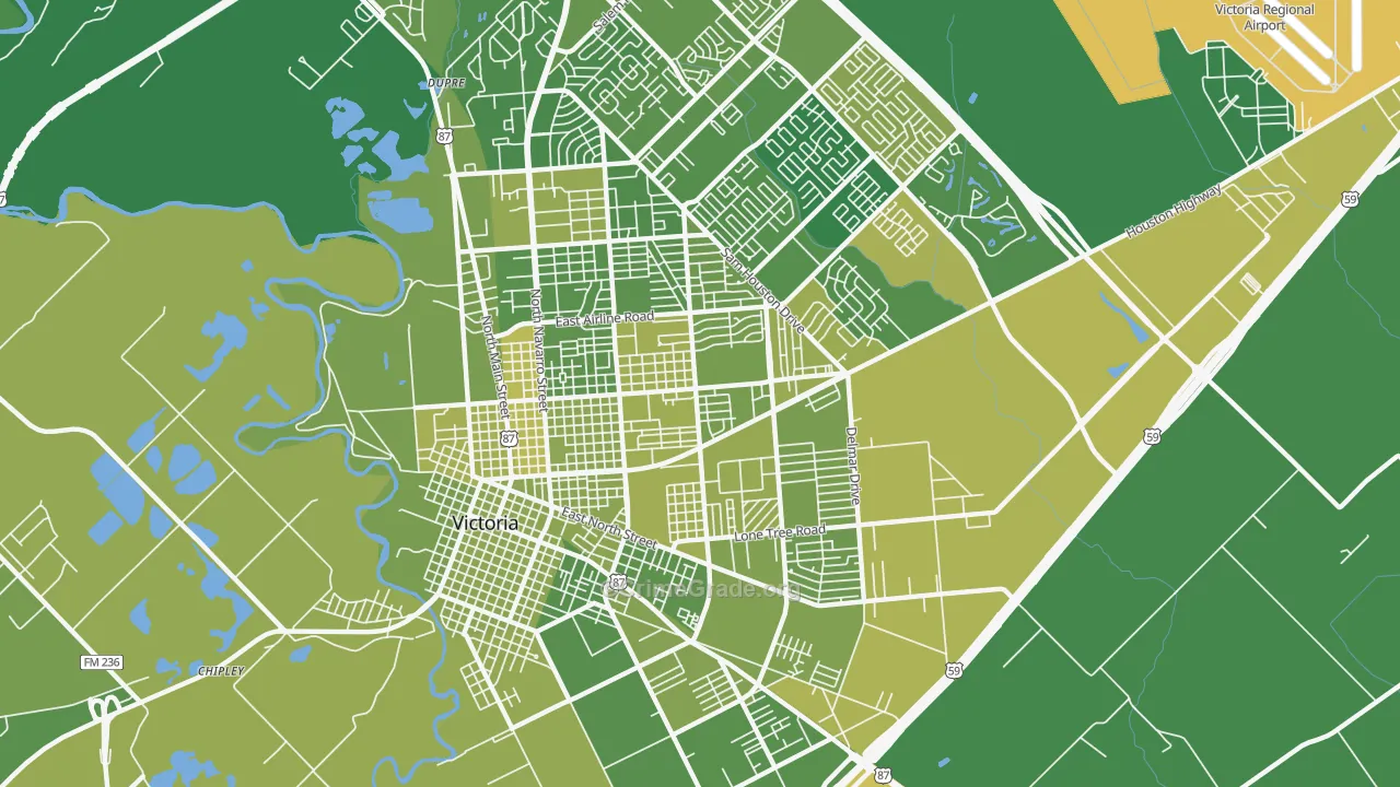 77901, TX Map of Vehicle Theft Rates