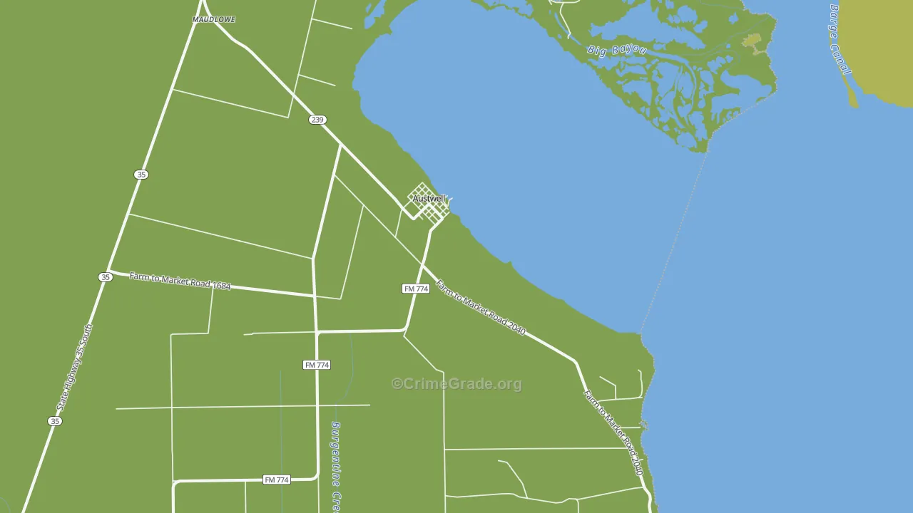 77950, TX Map of Vehicle Theft Rates