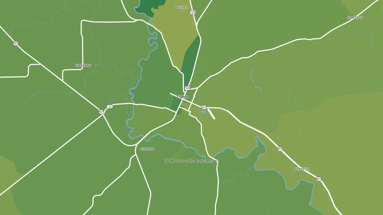 77954, TX Map of Vehicle Theft Rates