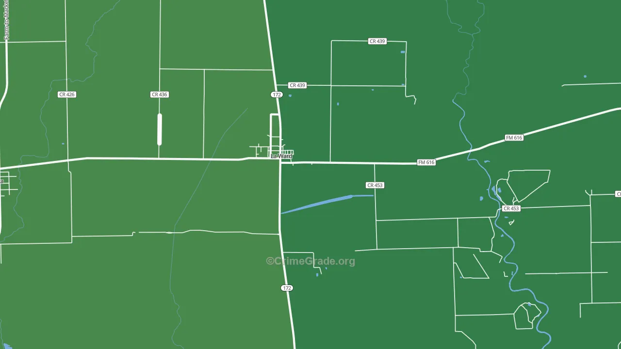 77970, TX Map of Vehicle Theft Rates