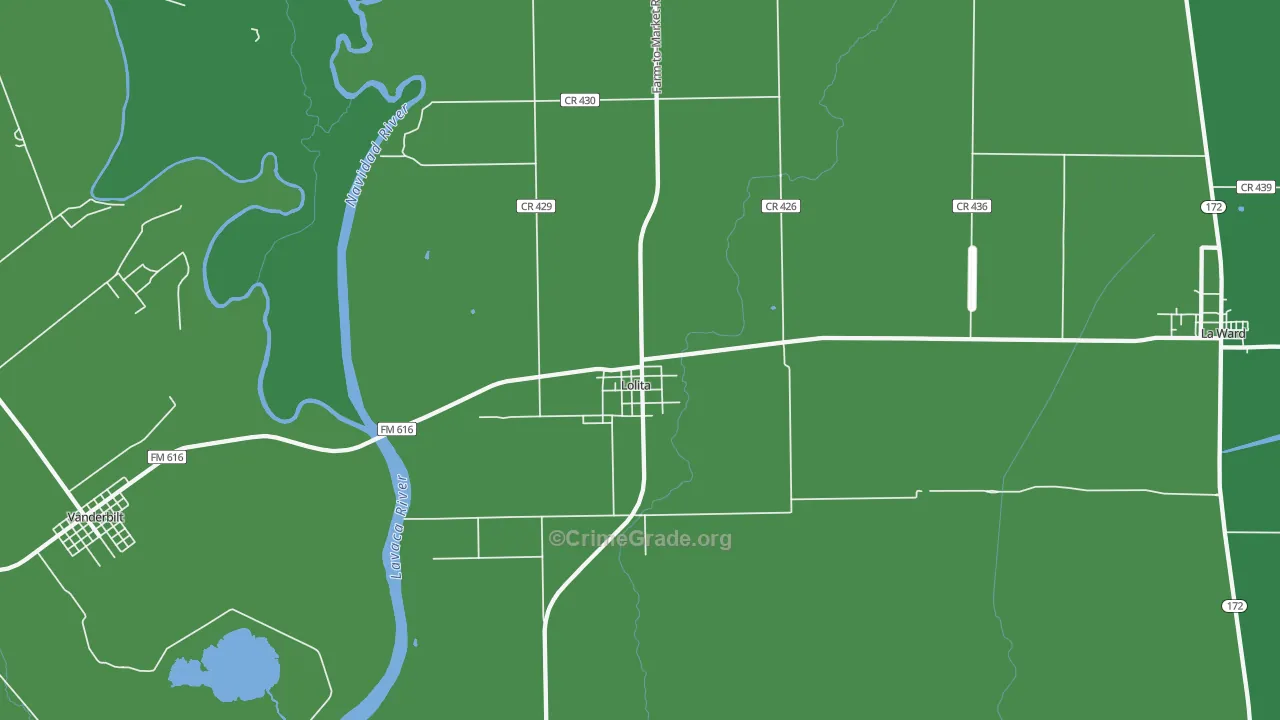 77971, TX Map of Vehicle Theft Rates