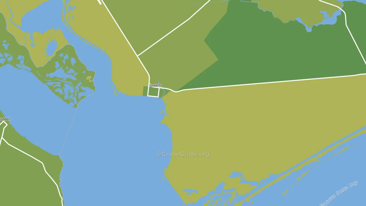 77983, TX Map of Vehicle Theft Rates