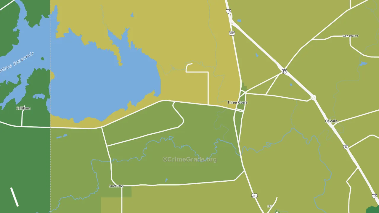 78071, TX Map of Vehicle Theft Rates