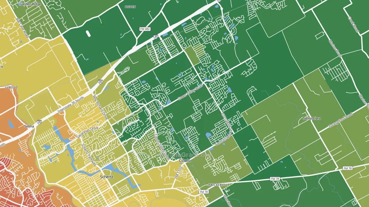 78108, TX Map of Vehicle Theft Rates