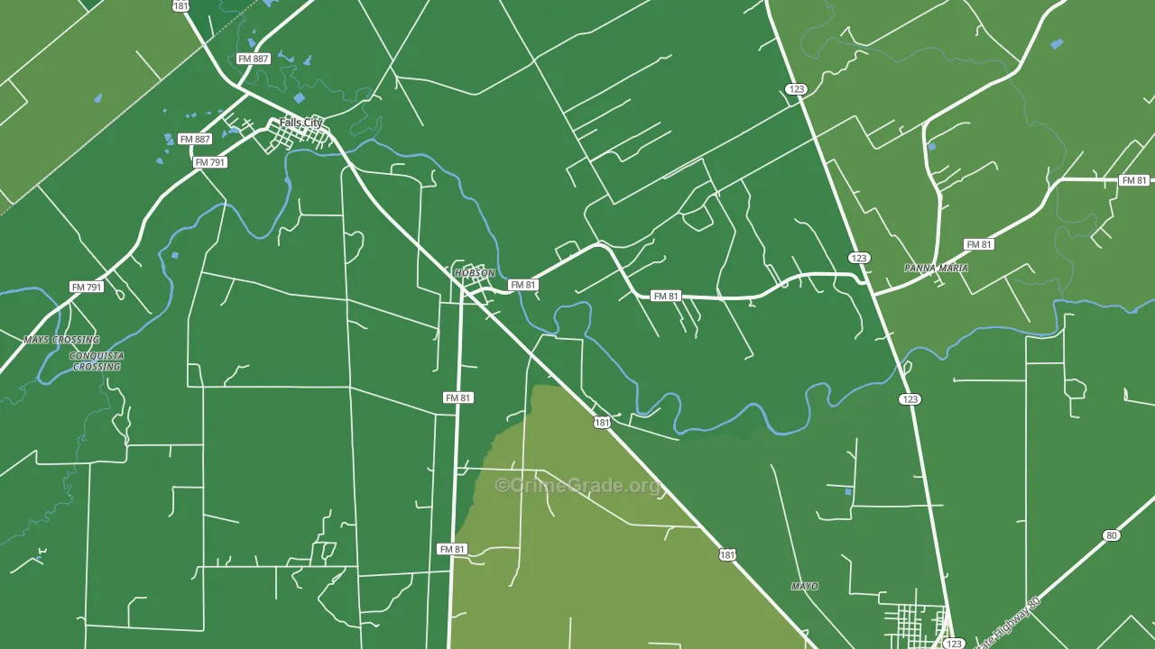 78117, TX Map of Vehicle Theft Rates