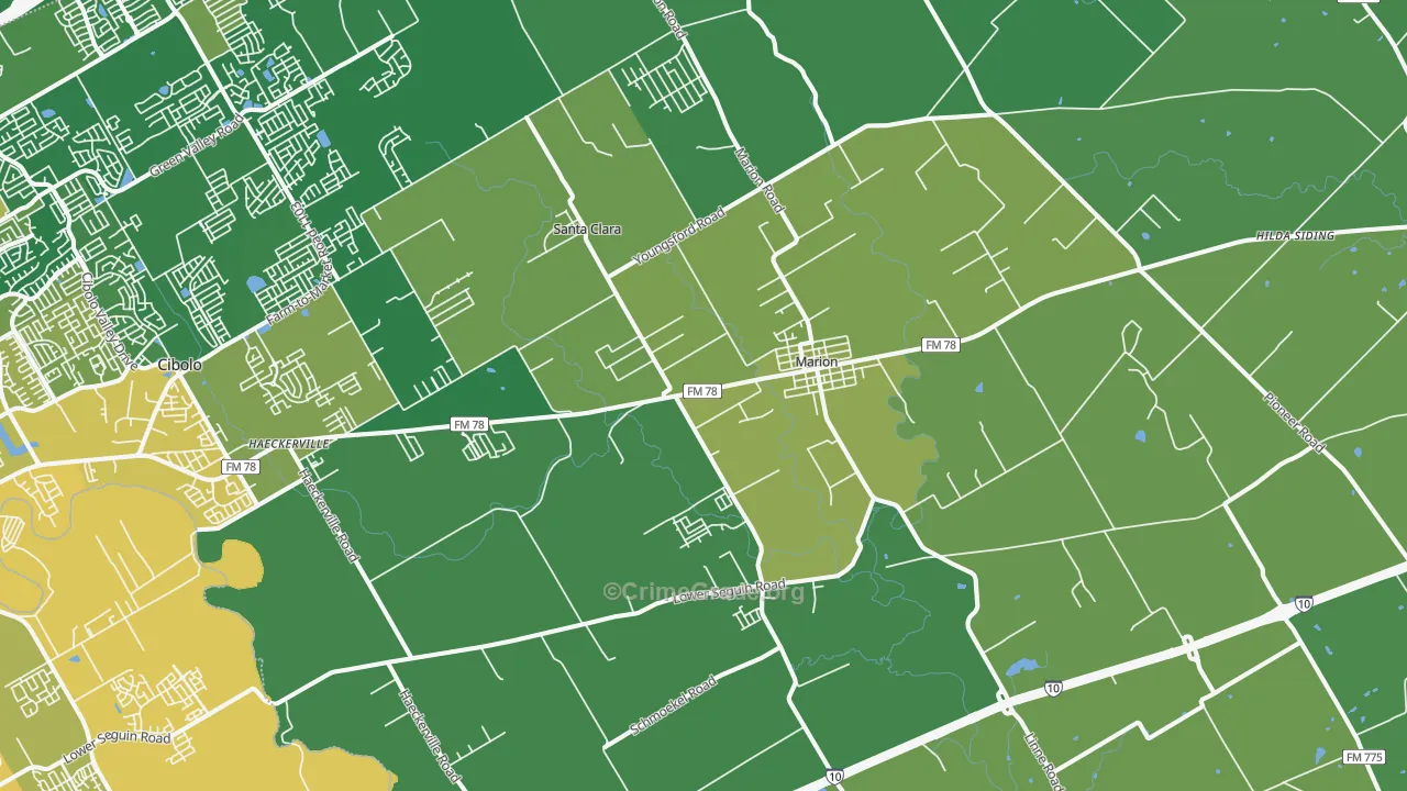 78124, TX Map of Vehicle Theft Rates