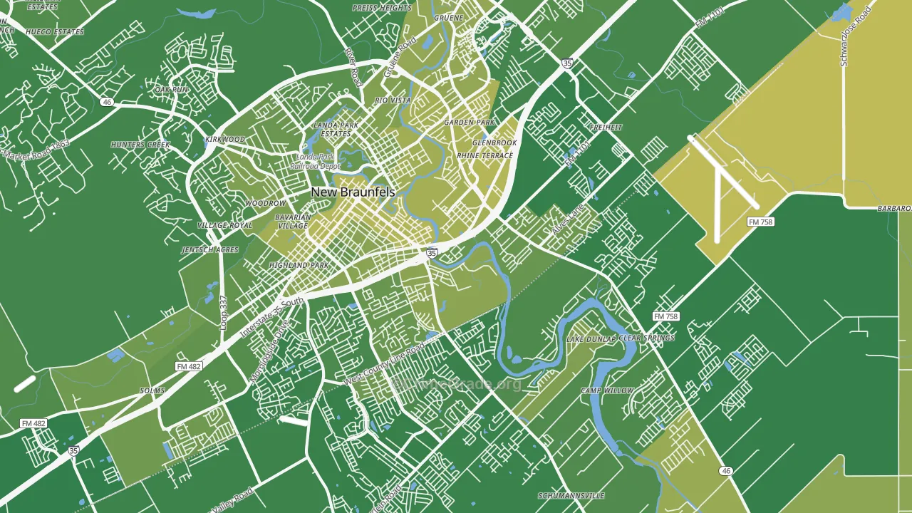 78130, TX Map of Vehicle Theft Rates