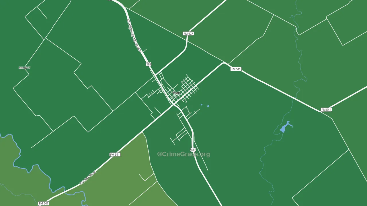 78147, TX Map of Vehicle Theft Rates