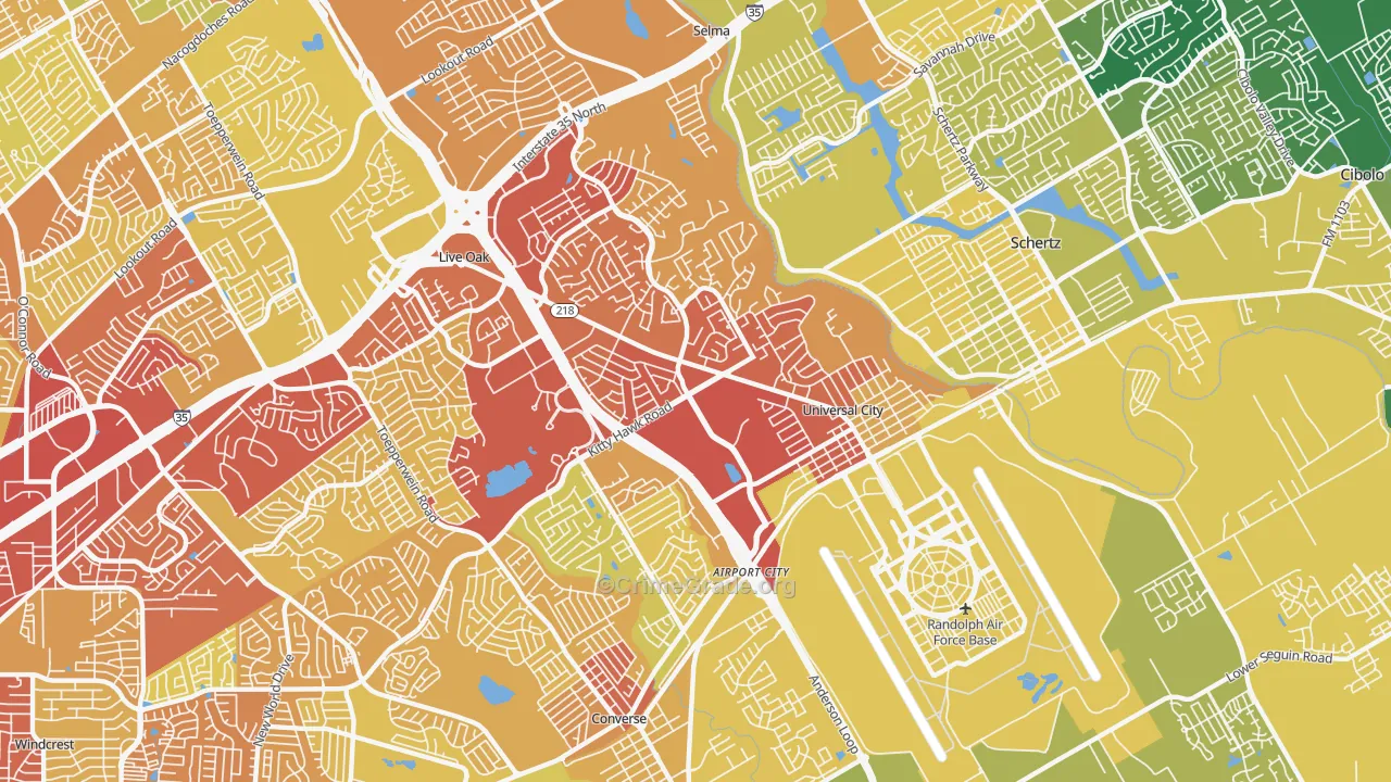 78148, TX Map of Vehicle Theft Rates