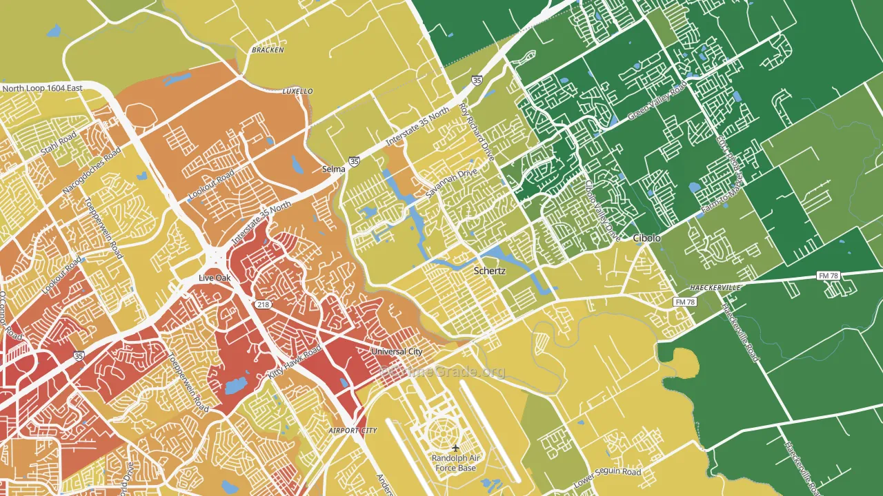 78154, TX Map of Vehicle Theft Rates
