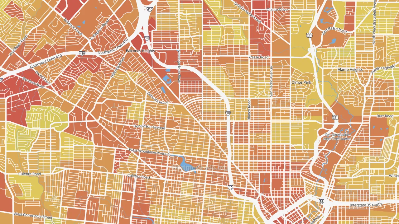 78201, TX Map of Vehicle Theft Rates