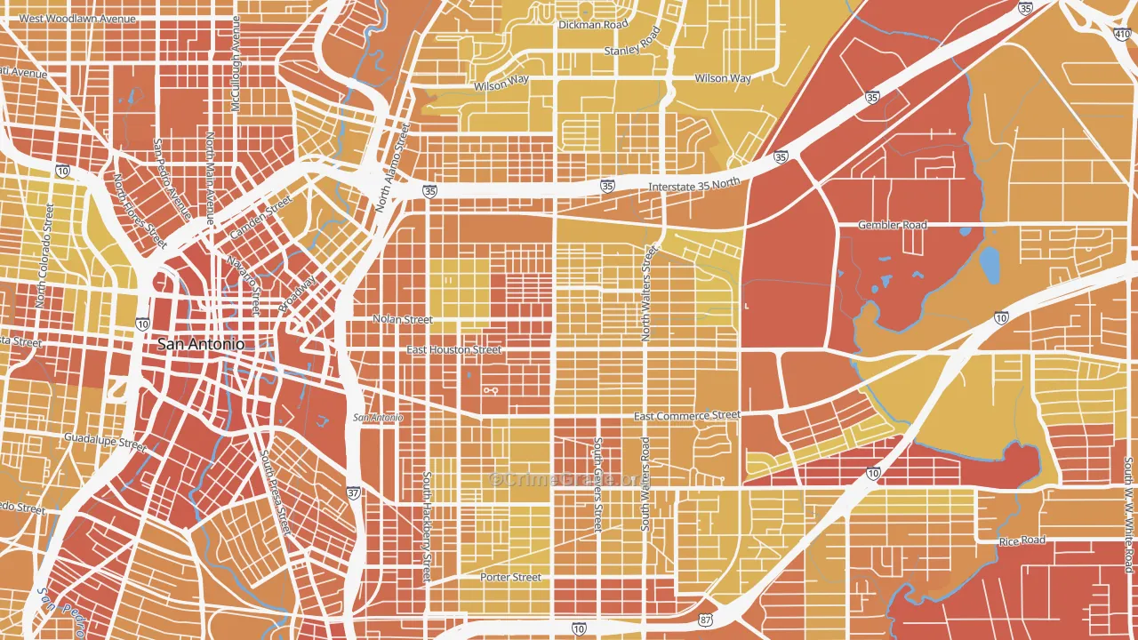78202, TX Map of Vehicle Theft Rates
